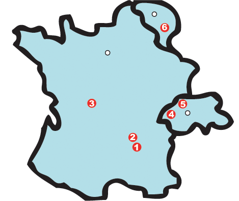 Carte des lieux de stages